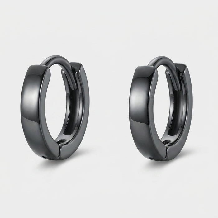 SVART — Black Huggie Hoop Earrings