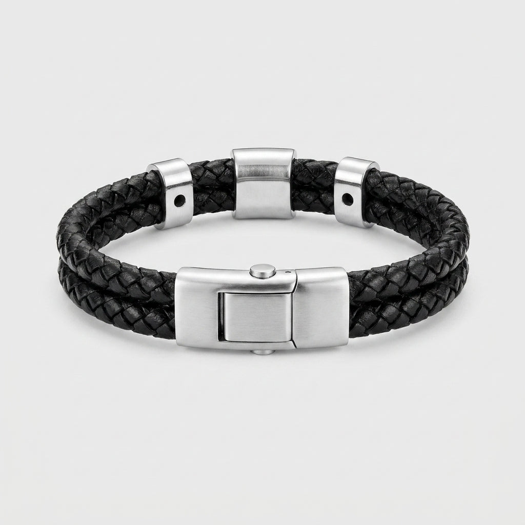 VEGVÍSIR LÆDER — Viking Compass Leather Bracelet