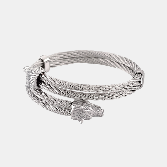 ÚLFRINGR — Wolf Head Braided Bracelet