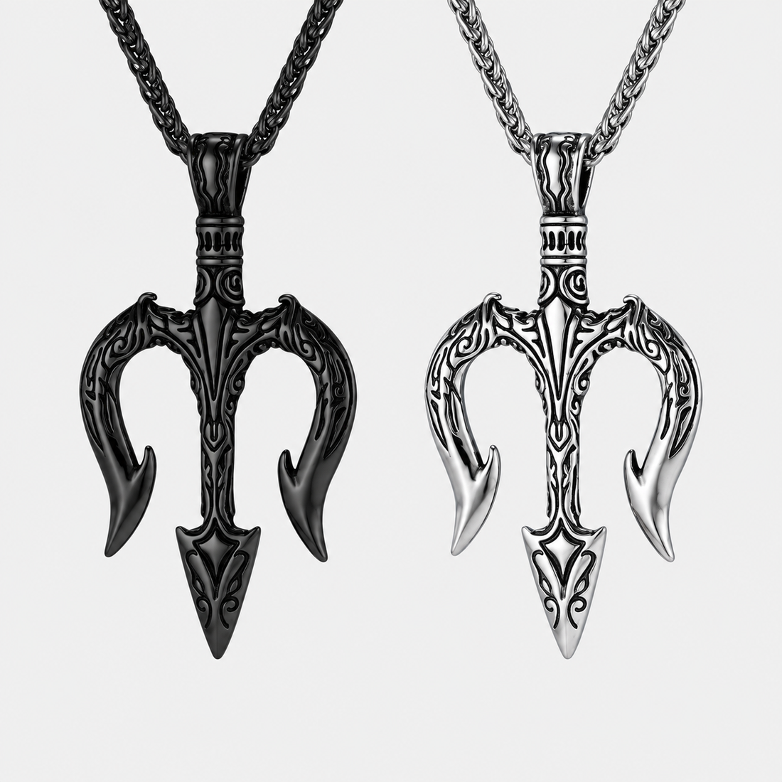 ATGEIRR barbed spear pendant, black and silver