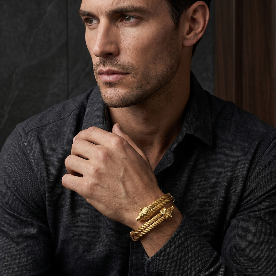 ÚLFRINGR — Wolf Head Braided Bracelet