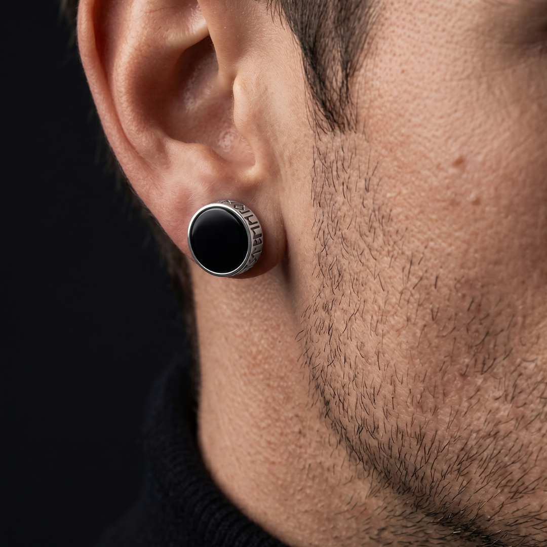 SKUGGI — Black Rune Stud Earrings