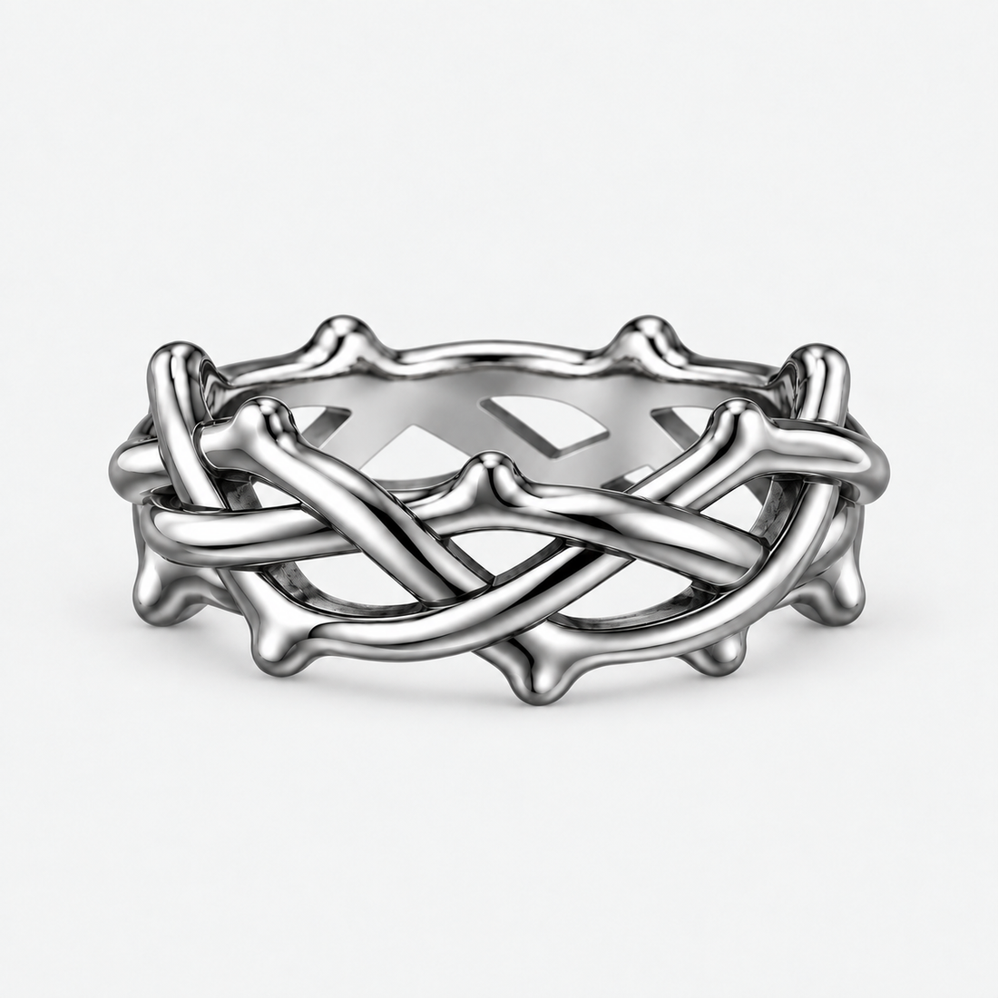 ÞURISAZ thorn ring, silver, packshot
