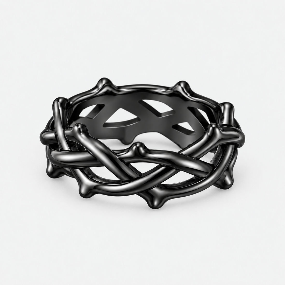 ÞURISAZ thorn ring, black, packshot