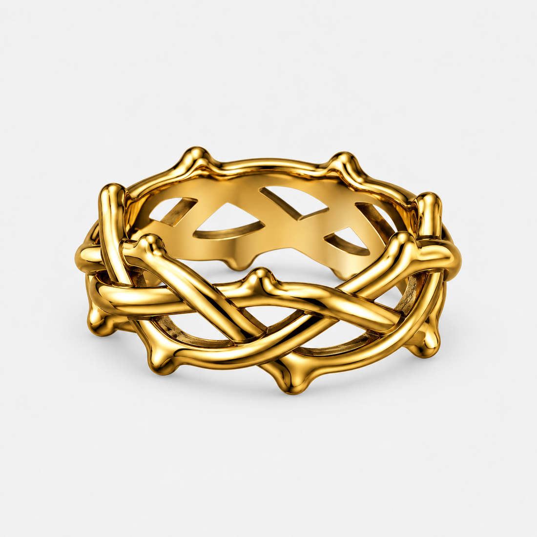 ÞURISAZ thorn ring, gold, packshot